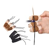 UAERSCH 2 Sets Archery Finger Guard Finger Tab Protection Right Left Hand Thumb Ring Bow Shooting (Black)