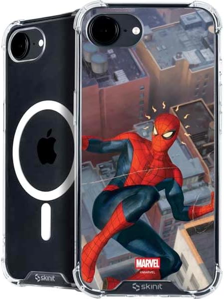 Skinit Phone Case Compatible with MagSafe iPhone 16e - Officially Licensed Marvel Spiderman Group Wall Design