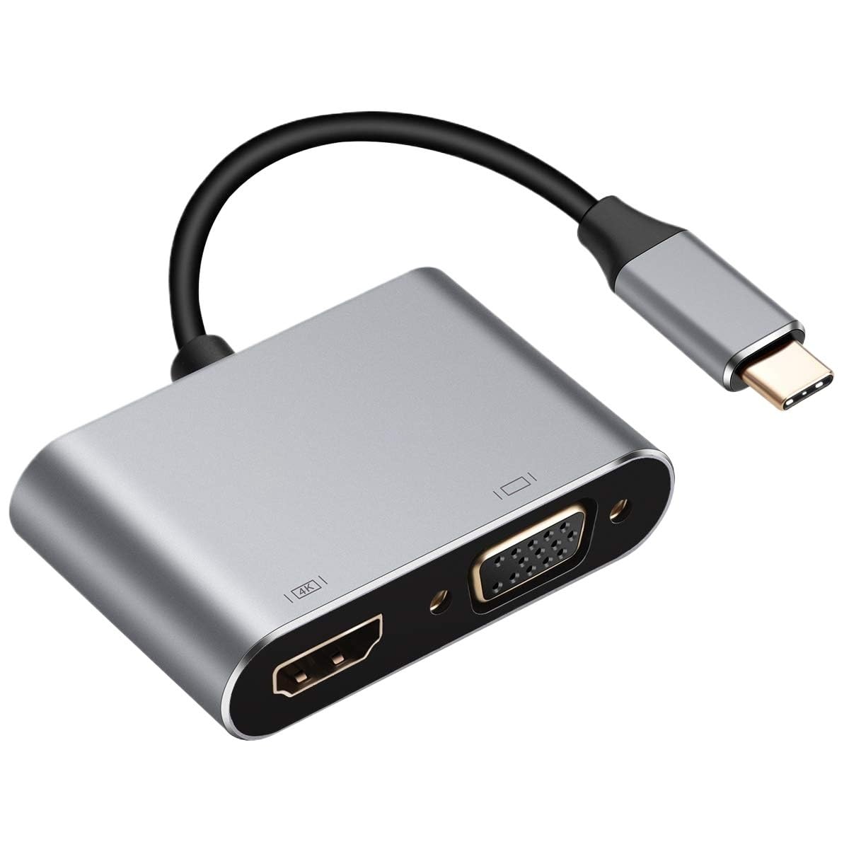 USB C to HDMI-Compatible VGA t2y>pe-c Digital AV Multiport Adapter 3 Converter to 4K 1080P Fast(2-in-1)