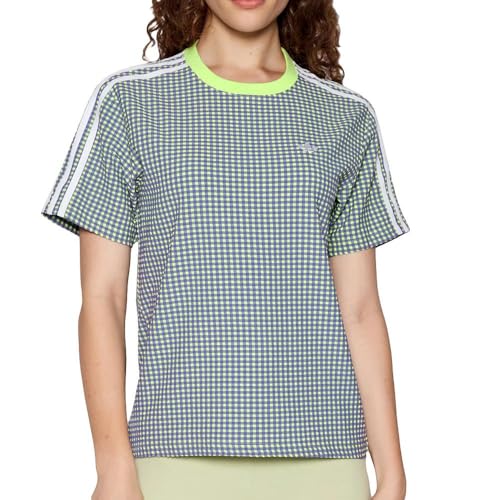 T-shirt adidas à carreaux violet/vert femme gingham en coton respirant et doux