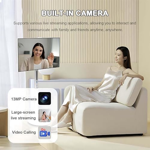 27" Portable Smart TV Monitor, Qualcomm 8-Core CPU, 7800mAh Battery, 8+128GB, Android 13, Rolling Touchscreen with Webcam, Ideal for Home & Travel