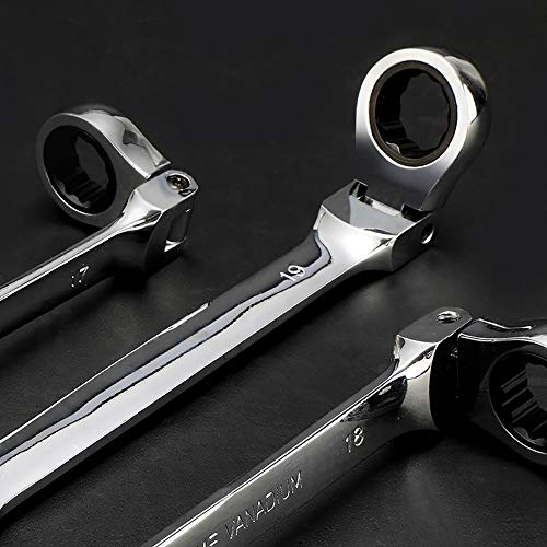 Image of FLZOSPER 18mm Metric Flex-Head Gear Wrench,Box End Head 72-Tooth Ratcheting Combination Wrench Spanner
