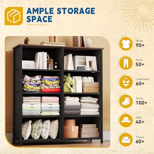 image for DWVO Dresser for Bedroom, Fabric Dresser with 8 Drawers, Tall Double D