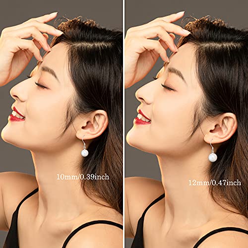 Pearl Earrings For Women Drop Pearl Earrings 925 Sterling Silver Pearl Drop Dangle Earrings For Girl (10Mm/0.39Inch) #TOP4