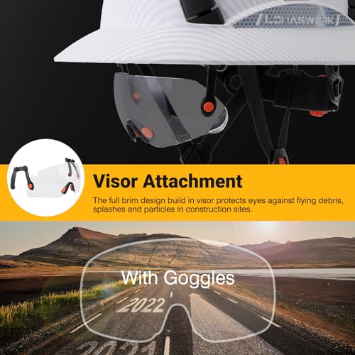 Casco duro de ala completa con ventilación ajustable y 6 puntos 6