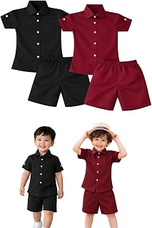 Aaraksh Boys Summer Co-Ord Set for Kids | Stylish Cotton Shirt & Shorts Outfit | Breathable Short Sleeve Kids Clothing | C... Price In India