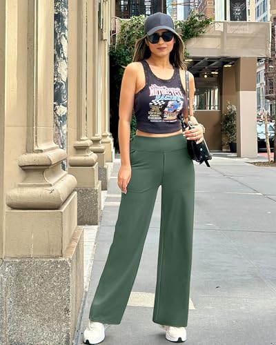 Image of G4Free EverGoing Yoga Pants Women Wide Leg Pants with Pockets High Waist Stretch Dress Casual Sweatpants Petite /Regular /Tall