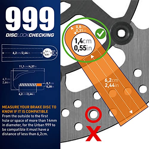 Urban 999 Motorcycle Lock Disc Lock Alarm Anti Theft Alarm Lock With Warning Function, Approved Disc Lock Motorcycle Anti Theft Disc Brake Lock, Hardened Steel Double Locking 14Mm Locking Shaft #TOP6