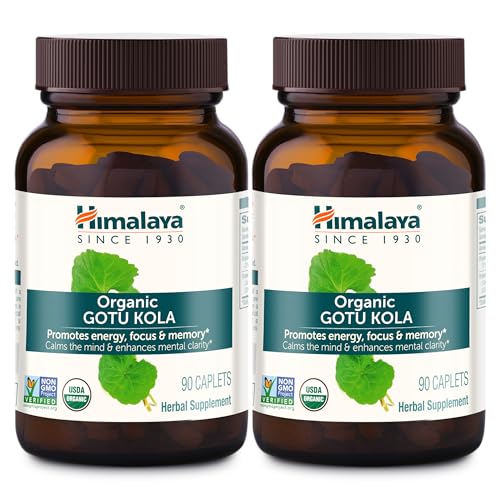 Himalaya USDA Organic Gotu Kola Capsules, 650 mg, 90 Caplets, 2 Pack