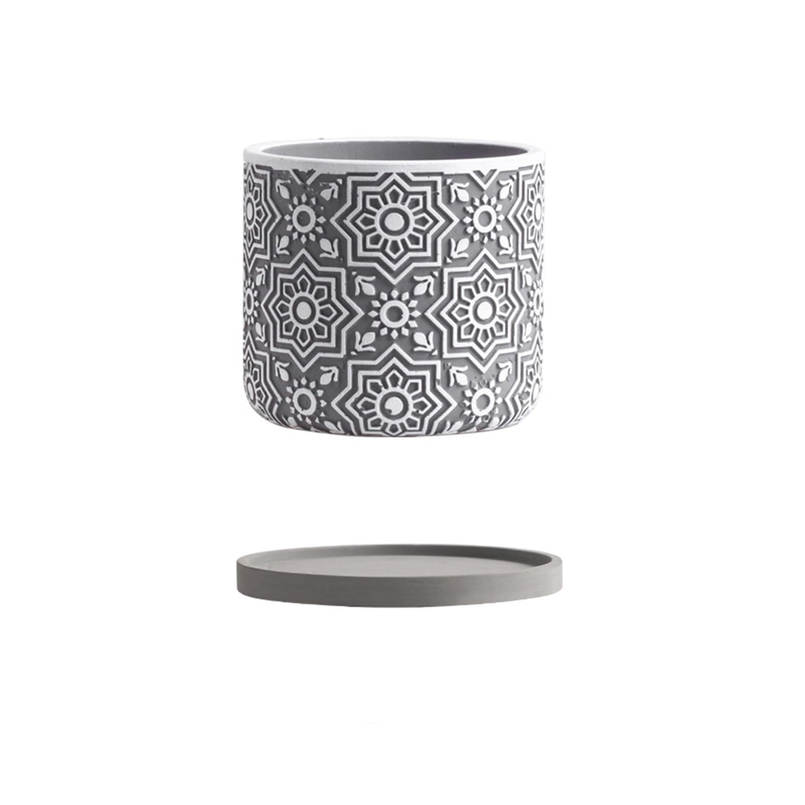 Lkvent Cement Flower Pot with Tray Round Cactus Succulent plant pots