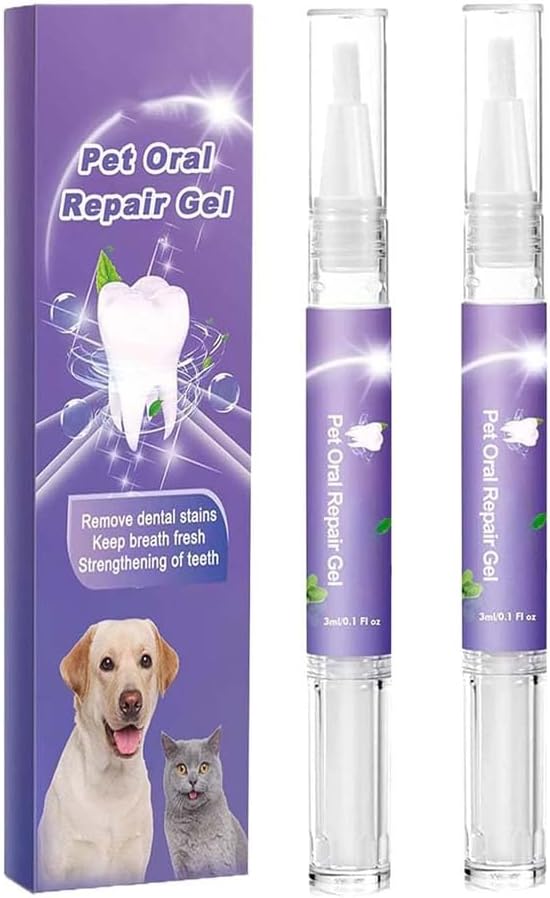 LUCKKY 2PCS Muzzleglow Pet Oral Repair Gel, Pet Breath Freshener, Tooth Cleaning Pen for Dogs Cats