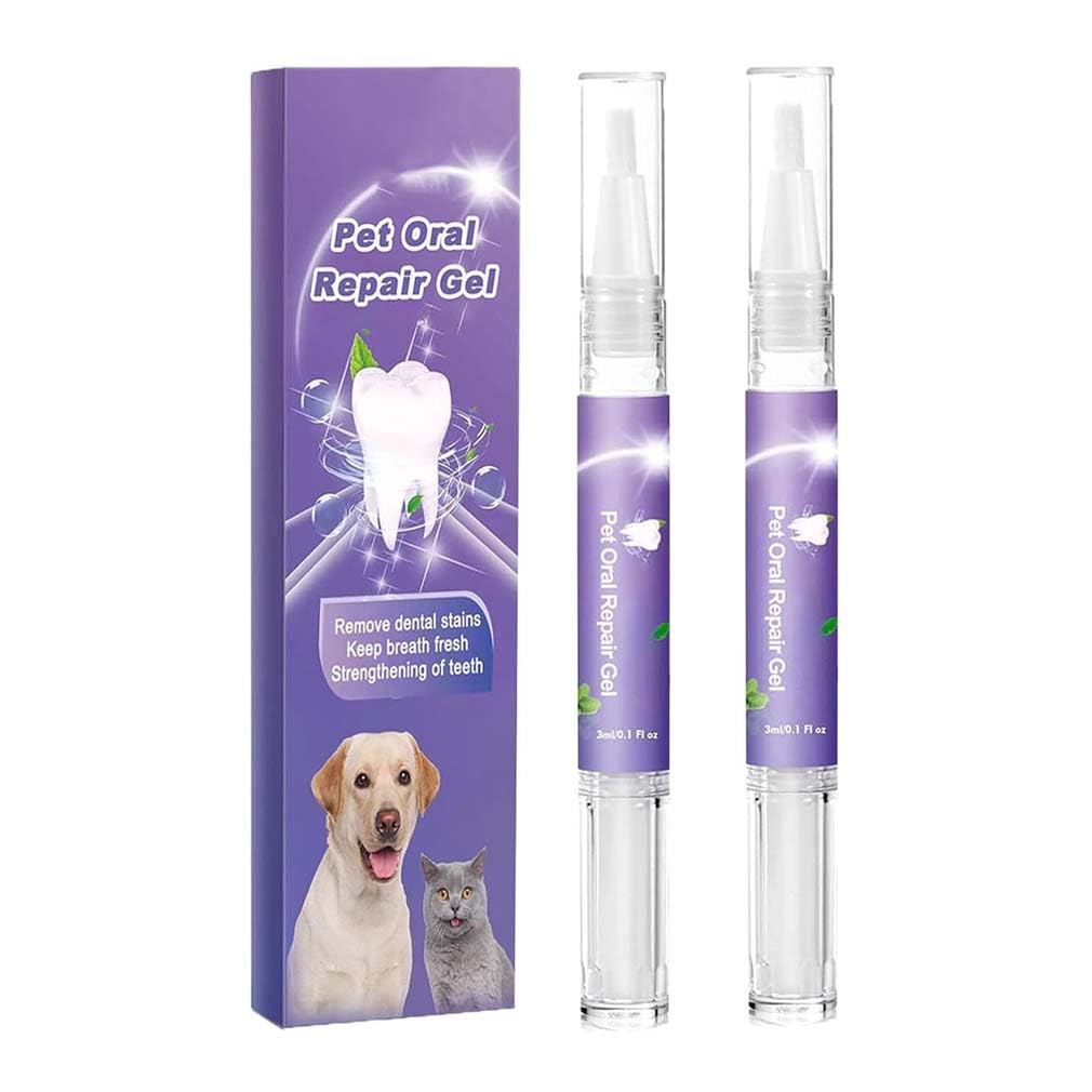 LUCKKY 2PCS Muzzleglow Pet Oral Repair Gel, Pet Breath Freshener, Tooth Cleaning Pen for Dogs Cats