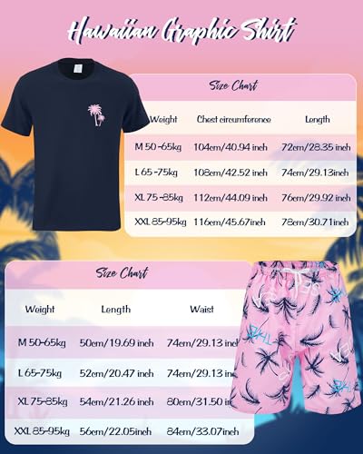 4 Pcs Men's Hawaiian Outfit Shirt and Short Set Summer Coconut Tree Tracksuit Drawstring Short Bucket Hat Sunglasses2