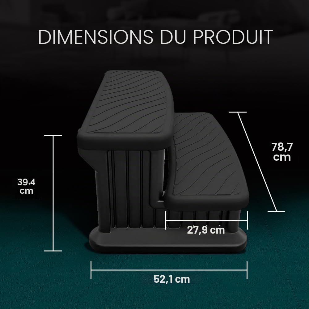 Puri Tech Escalier Universel pour Piscine, Échelles à l'étranger, Accessoires de Spa, Marches antidérapantes et durables - Noir