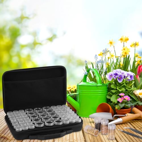 Hoemwarm Caixa organizadora de sementes, 57 compartimentos para coleção de sementes, caixa de armaze