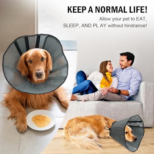 Hundehalsband mit Kegel für große,mittelgroße Hunde,Weiche Hundehalsband Alternative nach der Operation,Einstellbares Genesungshalsband für Haustiere,Leichtes,abgerundetes Halsband gegen Lecken