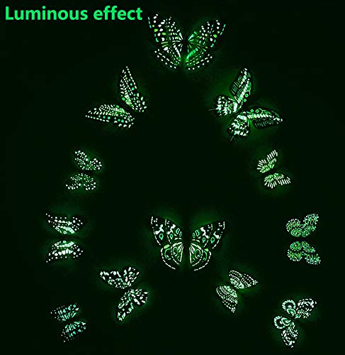 3D Butterfly Wall Stickers Decor 24 Pcs Luminous Colorful Butterfly Wall Decals For Kids Girls Baby Women Bedroom Living Room Wall Art Decor Removable Mural Sticker Butterflies Wall Art Decorations #TOP1