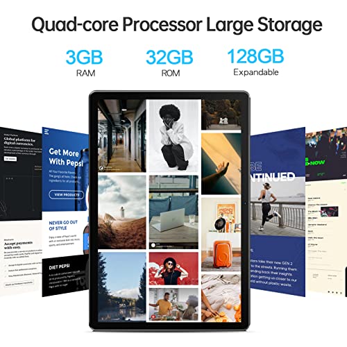 Vasoun Tablet 10 Inch Android 11 Tablet With 3 Gb Ram 32 Gb Storage, 6000Mah Battery, 1.8Ghz Processor, Hd Touchscreen Tablets, Bluetooth, Wi-Fi,Type-C For Study Gaming Entertainment, M30 #TOP4