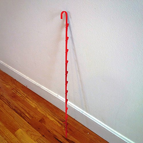 Single Hanging Merchandise Strip with Hooks, Snack Display Rod, Metal Spring Rack for Vendors, Chip Holder Concession and Pantry Clip, Display with 12 Clip in Red - 30 Long Inches