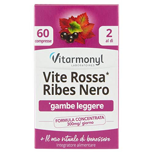 VITE ROSSA RIBES NERO Vitarmonyl ● Integratore 60 compresse ● Gambe leggere ● Formula concentrata ● Registrato Ministero Salute Italiano