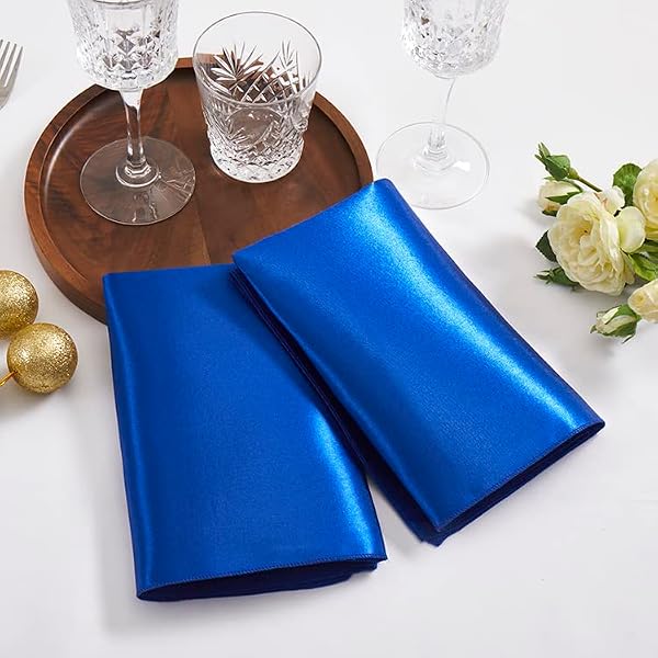 Aormenzy 60 Pack Royal Blue Satin Napkins 17 x 17 Silky Napkins, Party Cloth Napkins Square Satin Napkins, Dining Table Napkins Soft Cloth Napkins for Wedding, Banquet, Party Decoration by Aormenzy - Used condition - Image 3