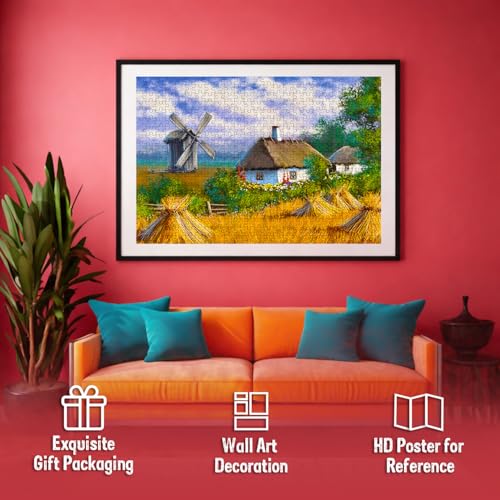 Image of Farm Cottage Jigsaw Puzzles for Kids and Children - Realistic Illustration Challenging Brain Booster Gifts, Fun and Creative Game - (500 Pcs)