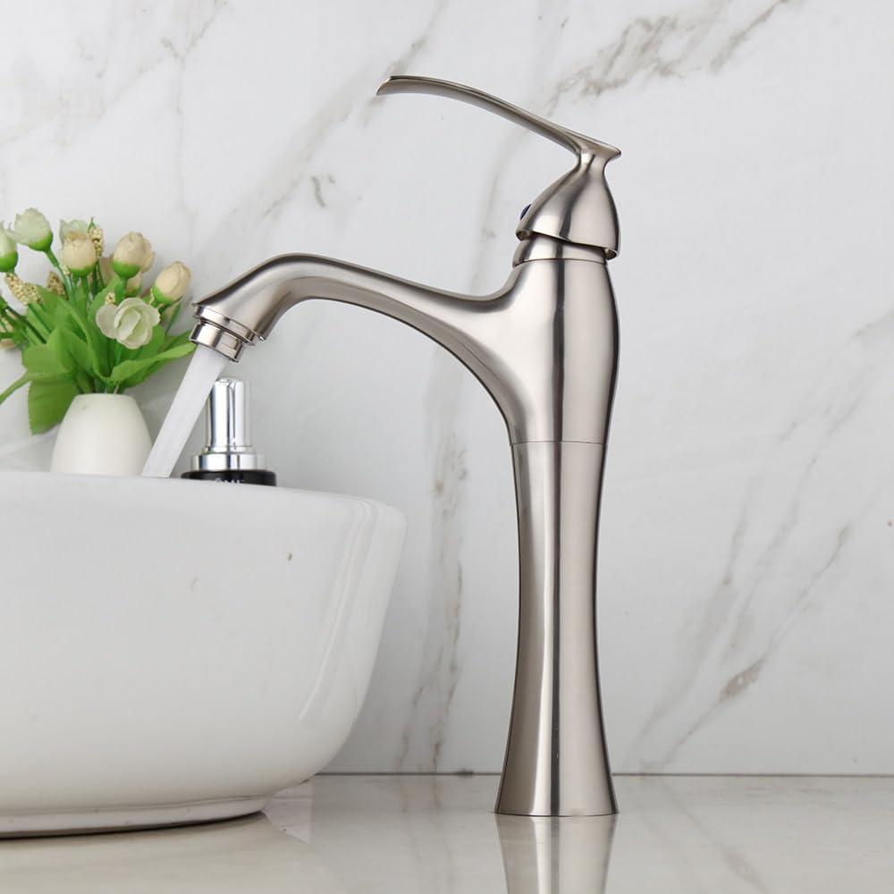 Robinets mitigeurs lavabo nickel brossé mélangeur eau chaude froide salle de bain