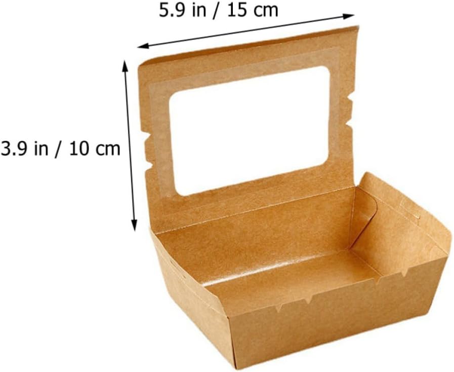 50pcs Microwavable Kraft Paper Food Boxes with Pe Lining, Oil Proof and Leak Resistant Portable Take out Containers for Parties and Bbq, Stackable Snack and Salad Holders