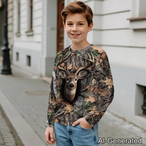 Image of Renewold Boys Girls Tees Kids T-Shirt Long Sleeve Crewneck T Shirts Casual Athletic Tops Clothing for Home School Travel