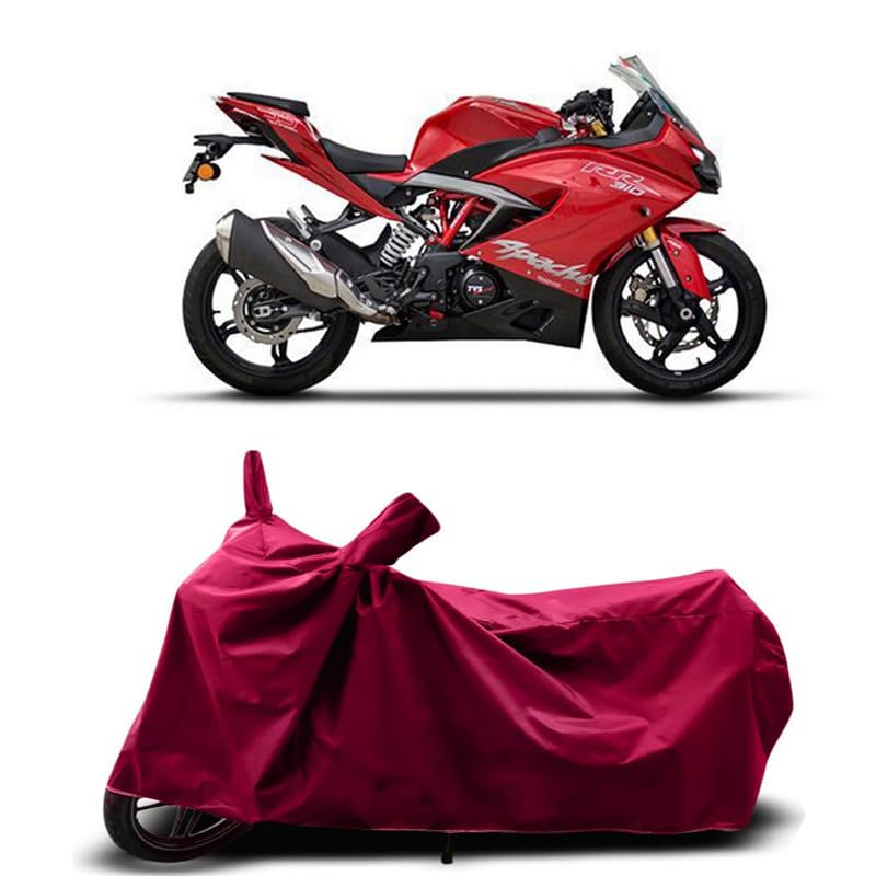 Image of DUFFEL-Two Wheeler Bike Cover Compatible for Tvs Apache Rr 310 Bs6 Heat Protectio /UV-Rays /Birds Dropping /DustProof /Waterproof Indoor Outdoor and Parking Full Protection All Variants [MAHROON]