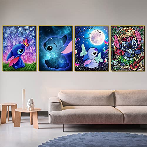 Ycydilirab Stitch Paint By Number For Adults Kids Beginners,4 Pack Paint By Numbers Stitch For Gift Home Wall Decor (12X16Inch) #TOP1