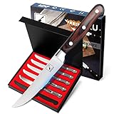 Steak Knives - imarku 4.5 Inch Steak Knives Set of 6, German High Carbon Stainless Steel Professional Steak Knife Set, Serrated Edge Steak Knife for Cutting Steak