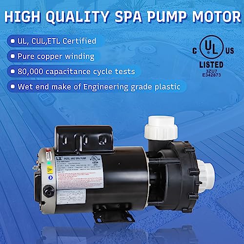 Image of SPA Pump, 4HP Hot Tub Pump - 2 Speed LX SPA Pumps Motor 220-240V, 2 inch Port, 56 Frame (Model: 56WUA400-II)