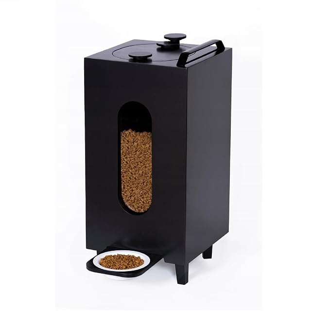 QLS Dispensador de alimentos secos 20 L para gatos y perros, comedero automático con bandeja de animales