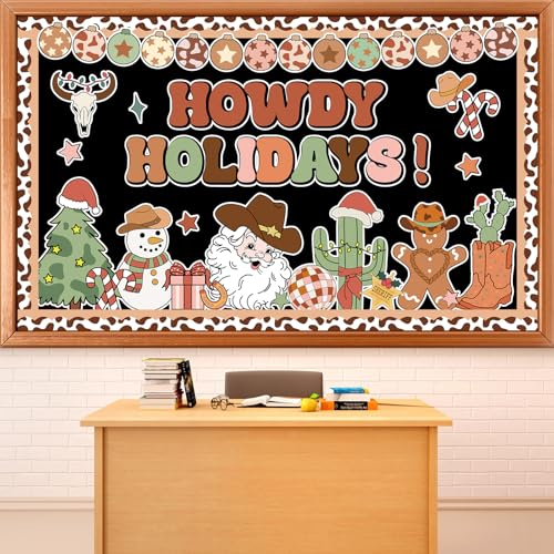 Décoration de Noël cowboy pour tableau d'affichage scolaire et animation de salle de classe
