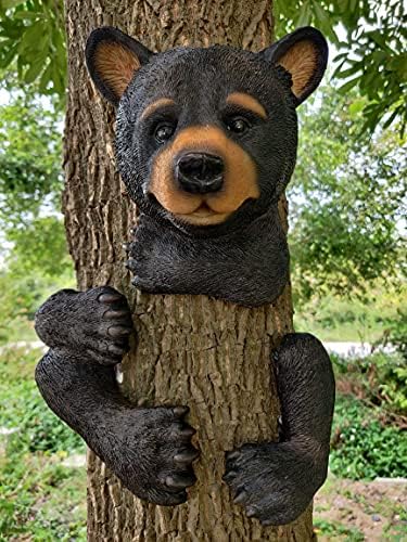 MARYTUMM Tree Decor Outdoor Scuplture Baby Bear Up a Tree Garden Peeker Tree Hugger Outdoor Tree Sculpture - Gifts and Garden Décor Tree Hugger Faces for Trees Bear Cub Resin Sculpture