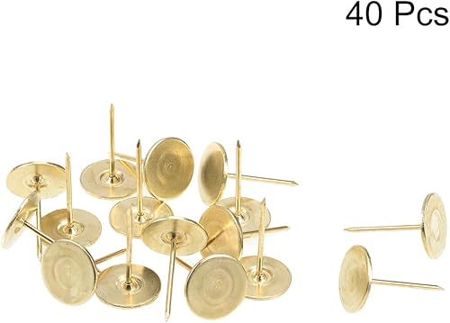 Miniatura 8 de uxcell Uñas de tapicería de 0.709in x 1.969in, clavos de muebles de cabeza plana, tono dorado para muebles, cabeceros de sofá, 40 unidades