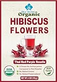 Organic Hibiscus Flowers - Sun Dried Edible Petals for Herbal Tea Drinks - Natural Purple Thai Roselle Herb 4 OZ
