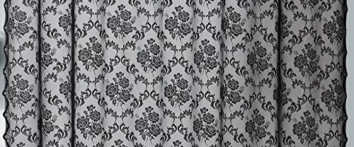 Warm Home Designs Pair Of Black Lace Curtains With Attached Valance And 6 Tassels Per Panel. Sheer Black Curtains 84 Inches Long. Luxury Living Room Curtains Or Dining Room Curtains. Mc Black 84" #TOP4