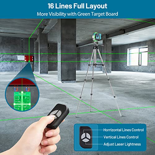 Elikliv Laser Level 4D Self-Leveling Laser Level 4 X 360 Green Beam Horizontal Vertical Four-Plane Leveling And Alignment Laser Tool With Rechargeable Battery For Layout Work Tiling Floor Construction #TOP4