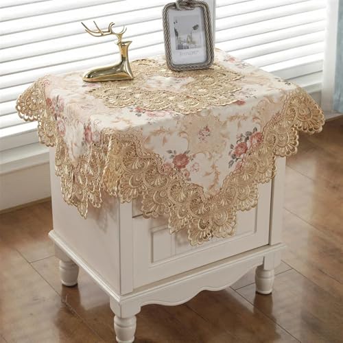 Nappe fleur broderie pour protéger la table basse de la poussière - 5