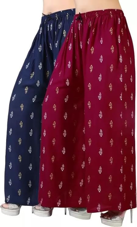 CRIPOM Women's Printed Rayon Palazzo Pants – Western Design, Casual Free Size (Pack of 2) - Review, Price and Buying Guide