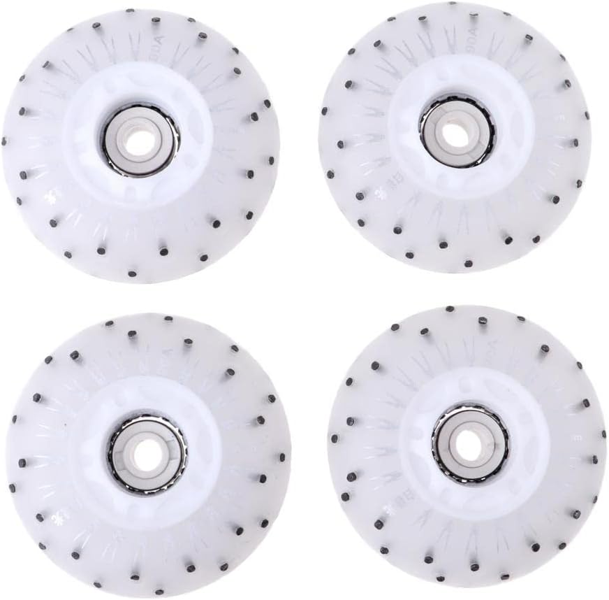 4pcs Flash Skating Wheel Roller Skates | PU Material | Up | Multicolor s | 72-80mm Sizes | Outdoor & Indoor Use | Skater's Dream - White, 72mm
