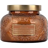Madagascar Vanilla & Cedar Embossed Jar Candle (17.6 oz) Vanilla, Floral- Large Scented Candles for Relaxing - Dual Wick Embossed Glass Jar Candle