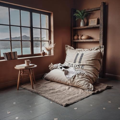Aiire Sillón Puff Gigante de Diseño - [180x140] Sofa Puf con Relleno Incluido XXL - Bean Bag Chair Salon para Jóvenes y Adultos Moderno - Lavable y Desenfundable - Cojin de Suelo Grande Pause Beige - imagen 2