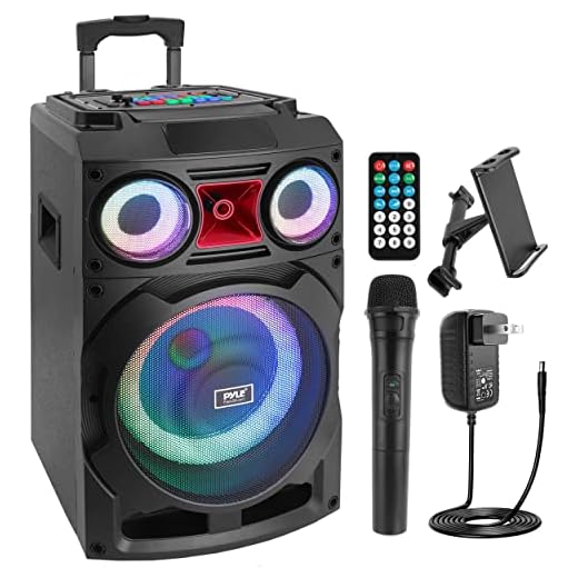 Pyle Portable Bluetooth PA Speaker System - 800W 10” Rechargeable Speaker, TWS, Party Light, LED Display, FM/AUX/MP3/USB/SD, Wheels - Wireless Mic, Remote Control, Tablet Holder Included - PHP210DJT