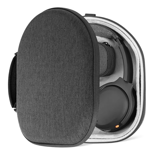 Image of Geekria Shield Headphones Case for Lay Flat Over-Ear Headphones, Replacement Hard Shell Travel Carrying Bag with Cable Storage, Compatible with Steelseries, B&W, Skullcandy Headsets (Grey)