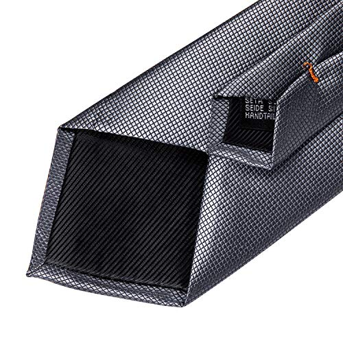 Image of DiBanGu Mens Solid Color Tie and Pocket Square Set Woven Silk Plain Necktie & Handkerchief for Men Wedding Party Formal