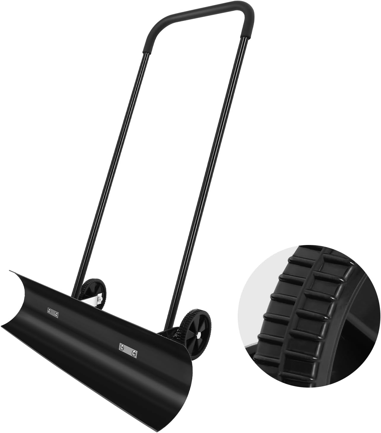 ORIENTOOLS Snow Shovel for Driveway, 36.8” Wide Bi-Directional Plastic Snow Pusher with Wheels,Tilt Angle Design for Efficient Snow Removal, Doorway Sidewalk Snow Removal
