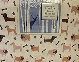 Divatex Dogs, Bones and Paw Prints Cotton Flannel Sheet Set